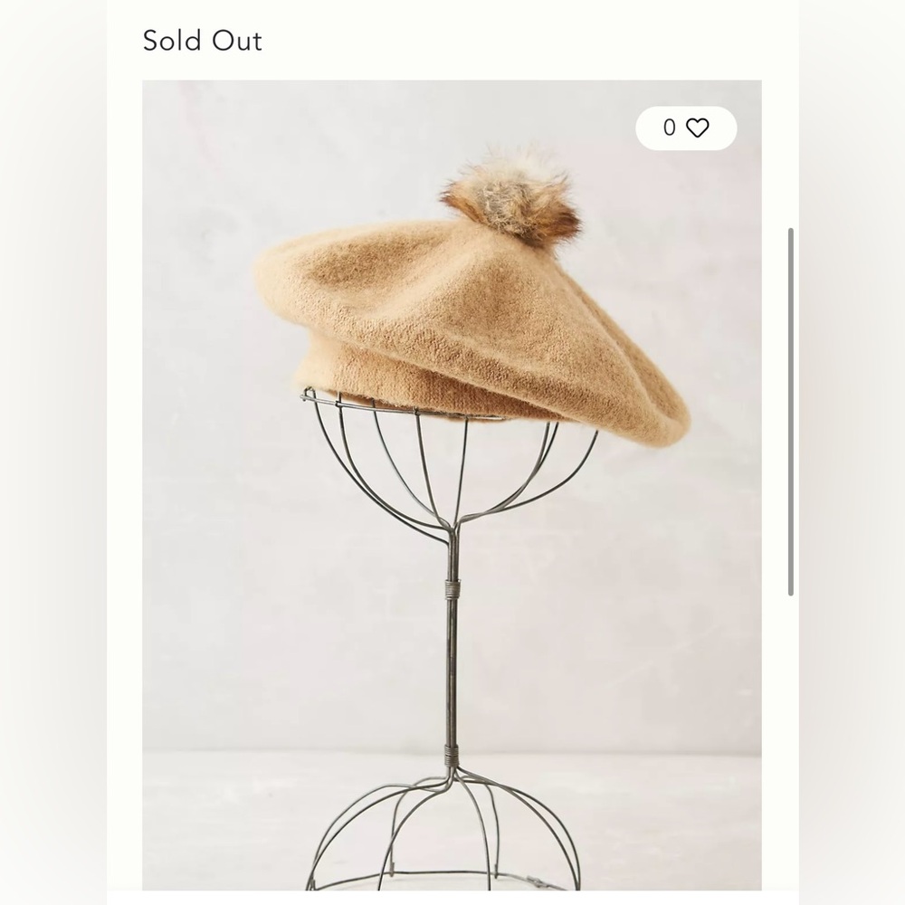 Wool Beret with Faux Fur Pom
